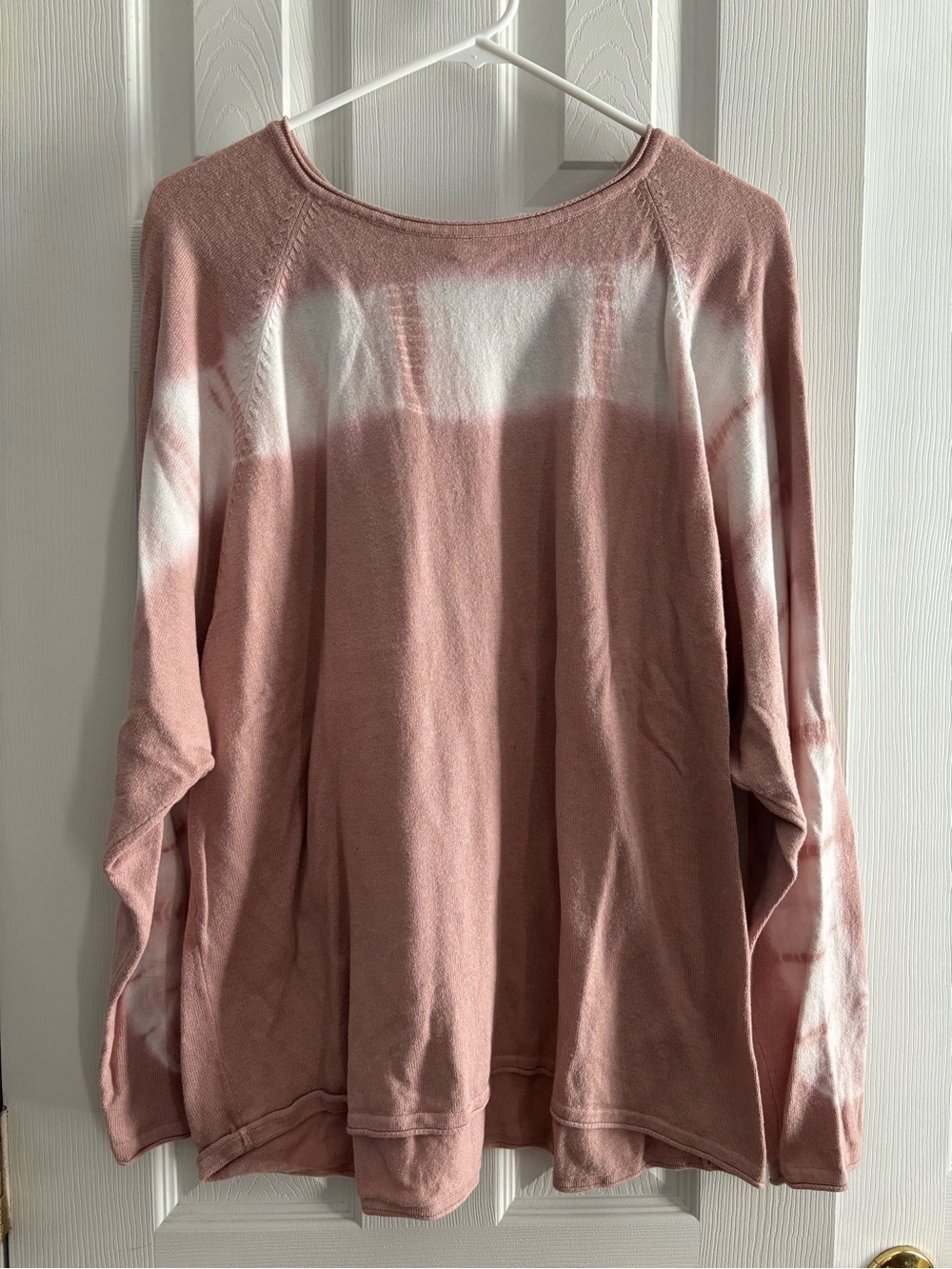 Women’s Long Sleeve Tie-Dye Pullover Sweater - Dusty Rose/White